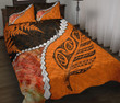 Abalone Shell Maori Silver Fern Quilt Bed Set Orange K5