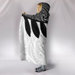 Aotearoa Hooded Blanket Manaia Silver Fern White A025
