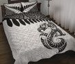 Aotearoa Quilt Bed Set Maori Manaia Silver Fern White A025