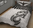 Aotearoa Quilt Bed Set Maori Manaia Silver Fern White A025