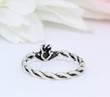 Petite Dainty Infinity Twisted Braided Oxidized Celtic Claddagh Ring TH5