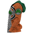 Irish Celtic Cross Hoodie Shamrock K4