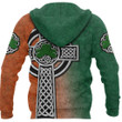 Irish Celtic Cross Zip Hoodie Shamrock K4