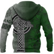 Irish Celtic Cross Zip Hoodie Ireland Shamrock TH45
