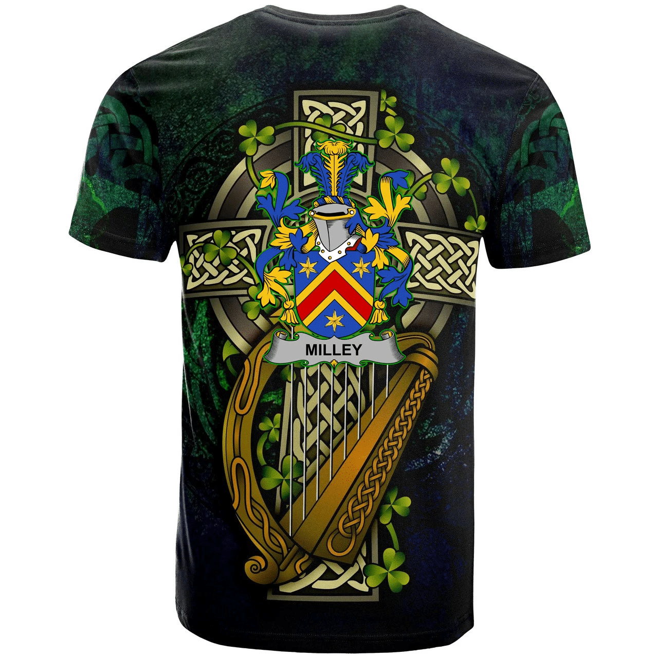 1stireland Ireland T-Shirt - Milley or O'Millea Irish with Celtic Cross Tee - Irish Family Crest A7 | 1stScotland.com