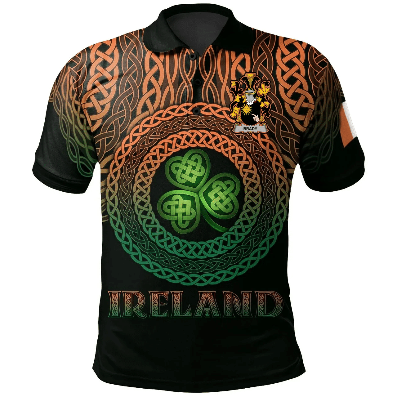 1stIreland Ireland Polo Shirt - Brady or McBrady Irish Family Crest Polo Shirt -  Pride A7