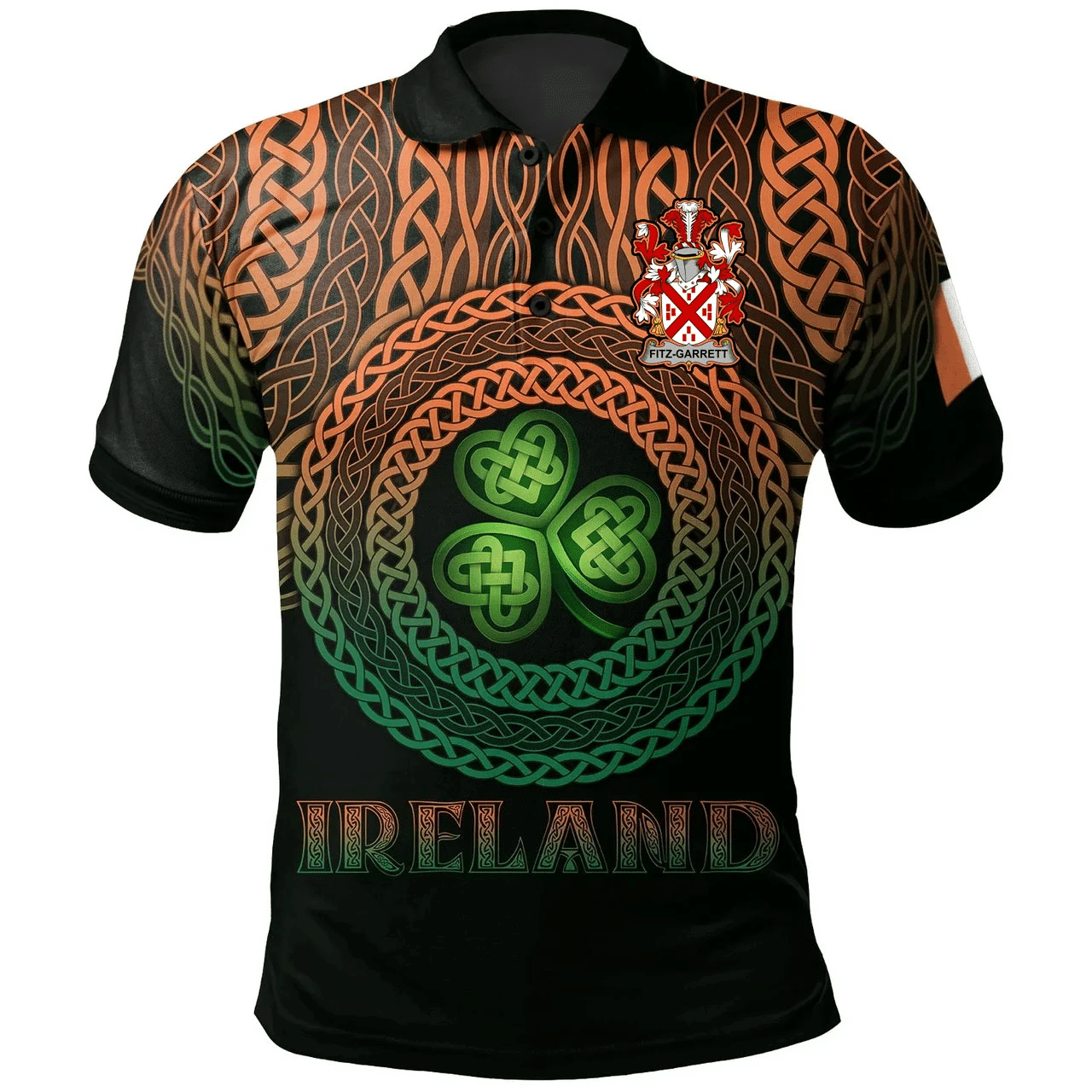 1stIreland Ireland Polo Shirt - Fitz-Garrett Irish Family Crest Polo Shirt -  Pride A7