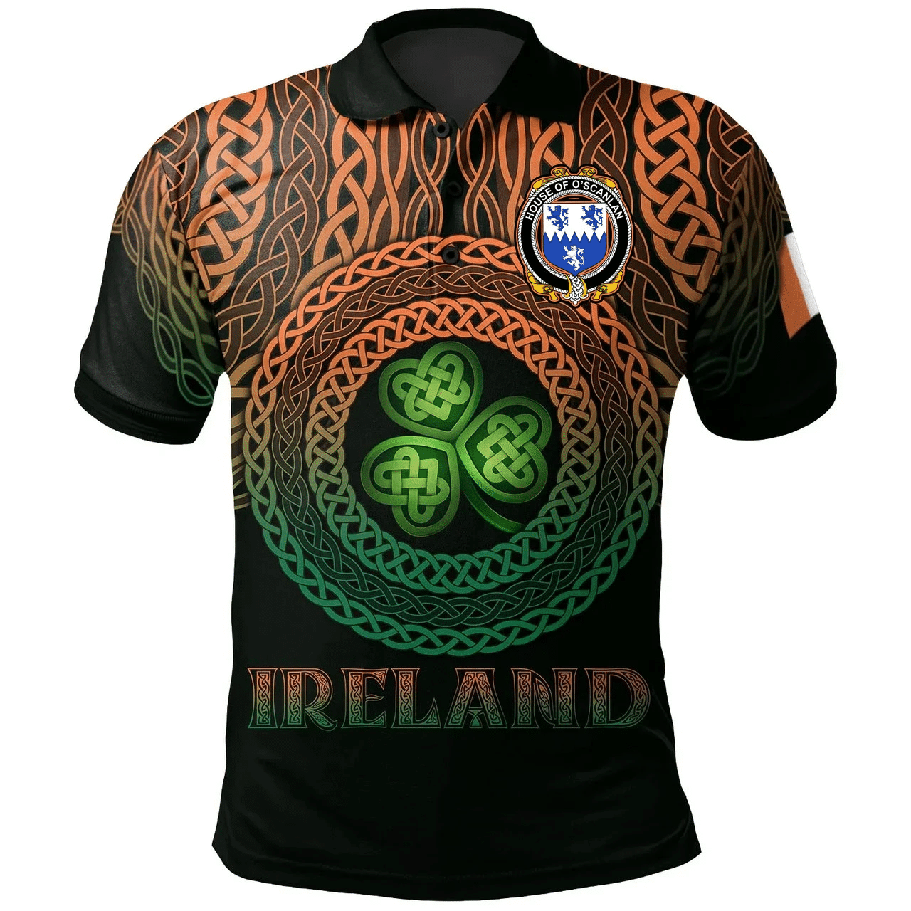 1stIreland Ireland Polo Shirt - House of O'SCANLAN (Munster) Irish Family Crest Polo Shirt -  Pride A7