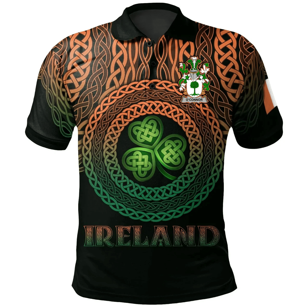 1stIreland Ireland Polo Shirt - Connor or O'Connor (Don) Irish Family Crest Polo Shirt -  Pride A7