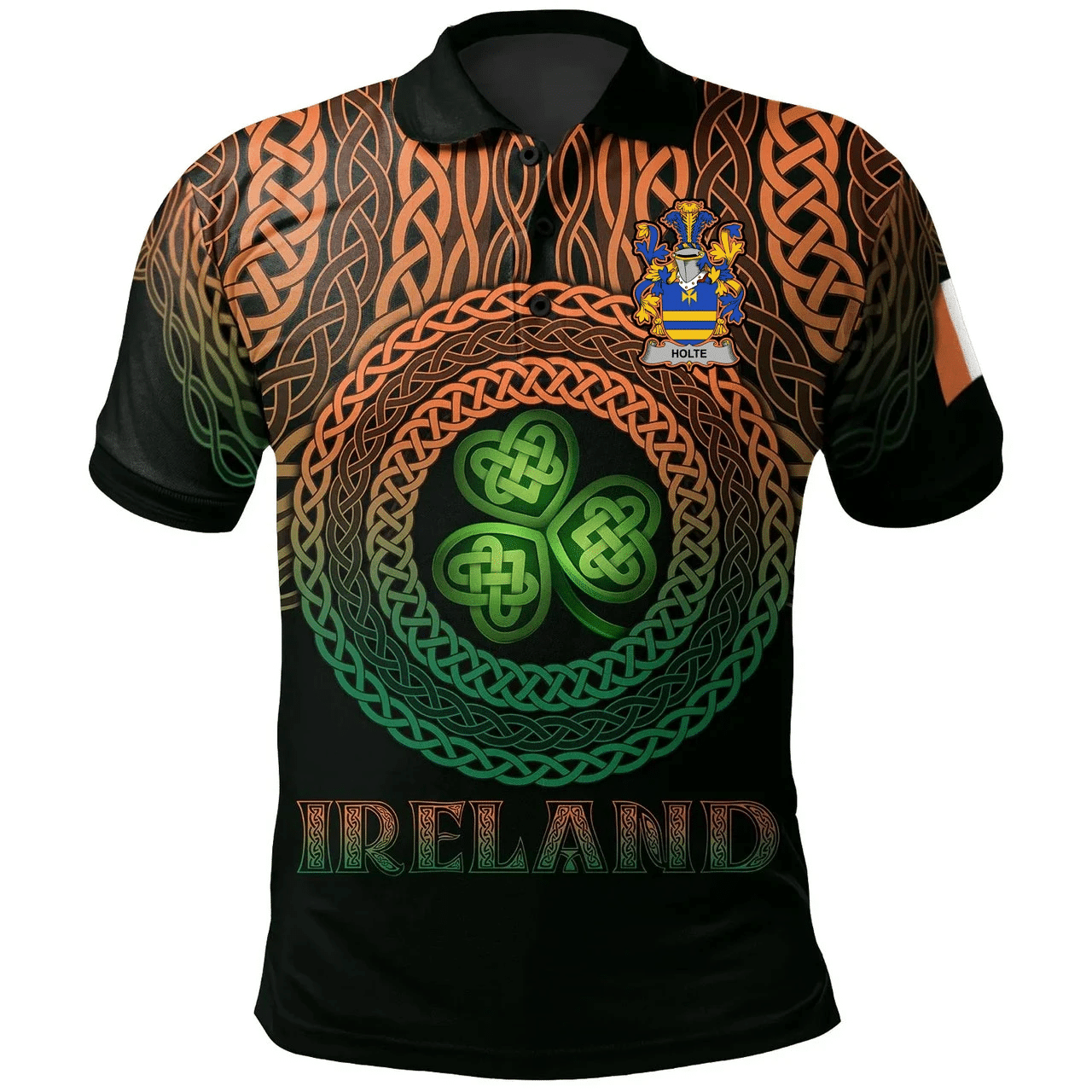 1stIreland Ireland Polo Shirt - Holte or Holt Irish Family Crest Polo Shirt -  Pride A7