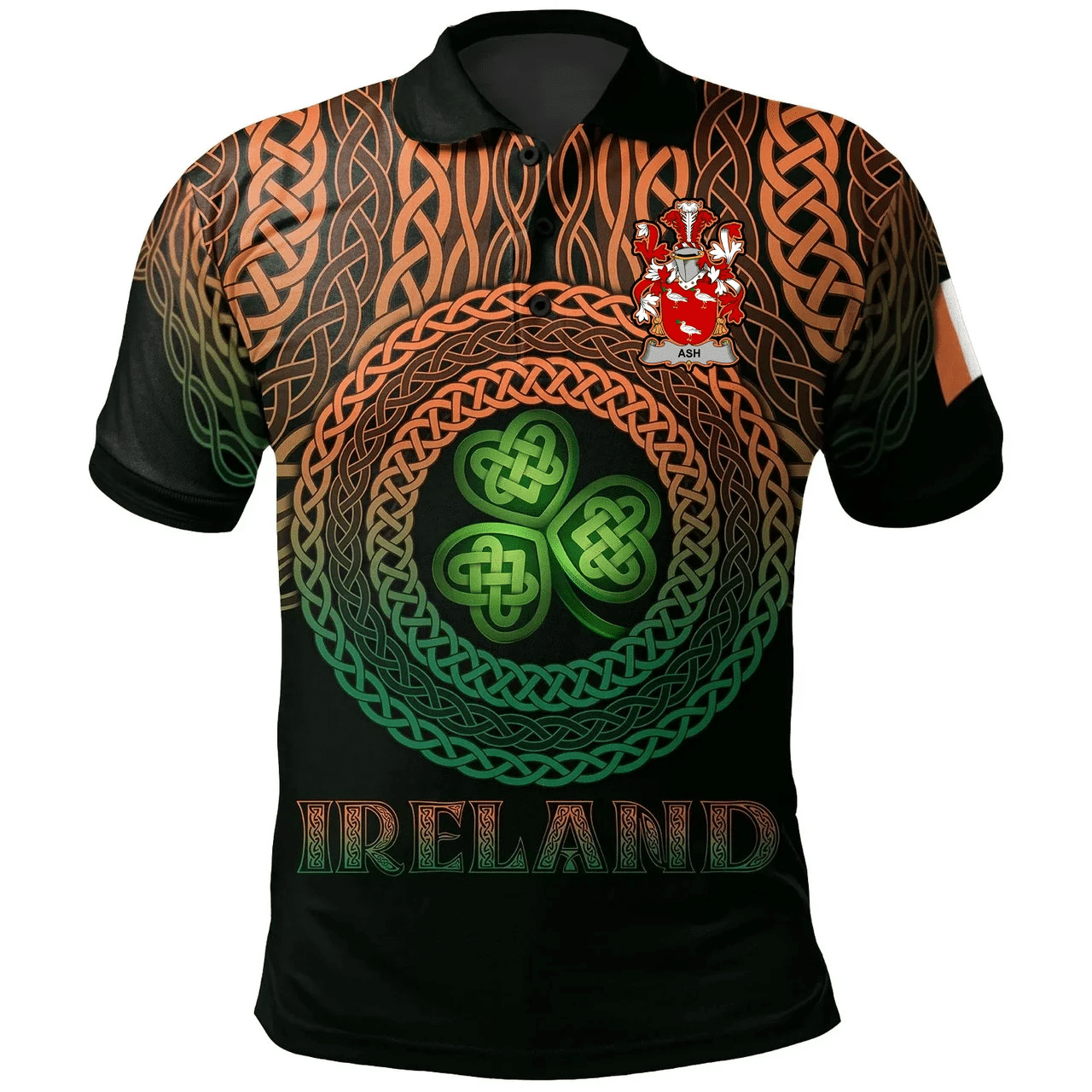 1stIreland Ireland Polo Shirt - Ash Irish Family Crest Polo Shirt -  Pride A7