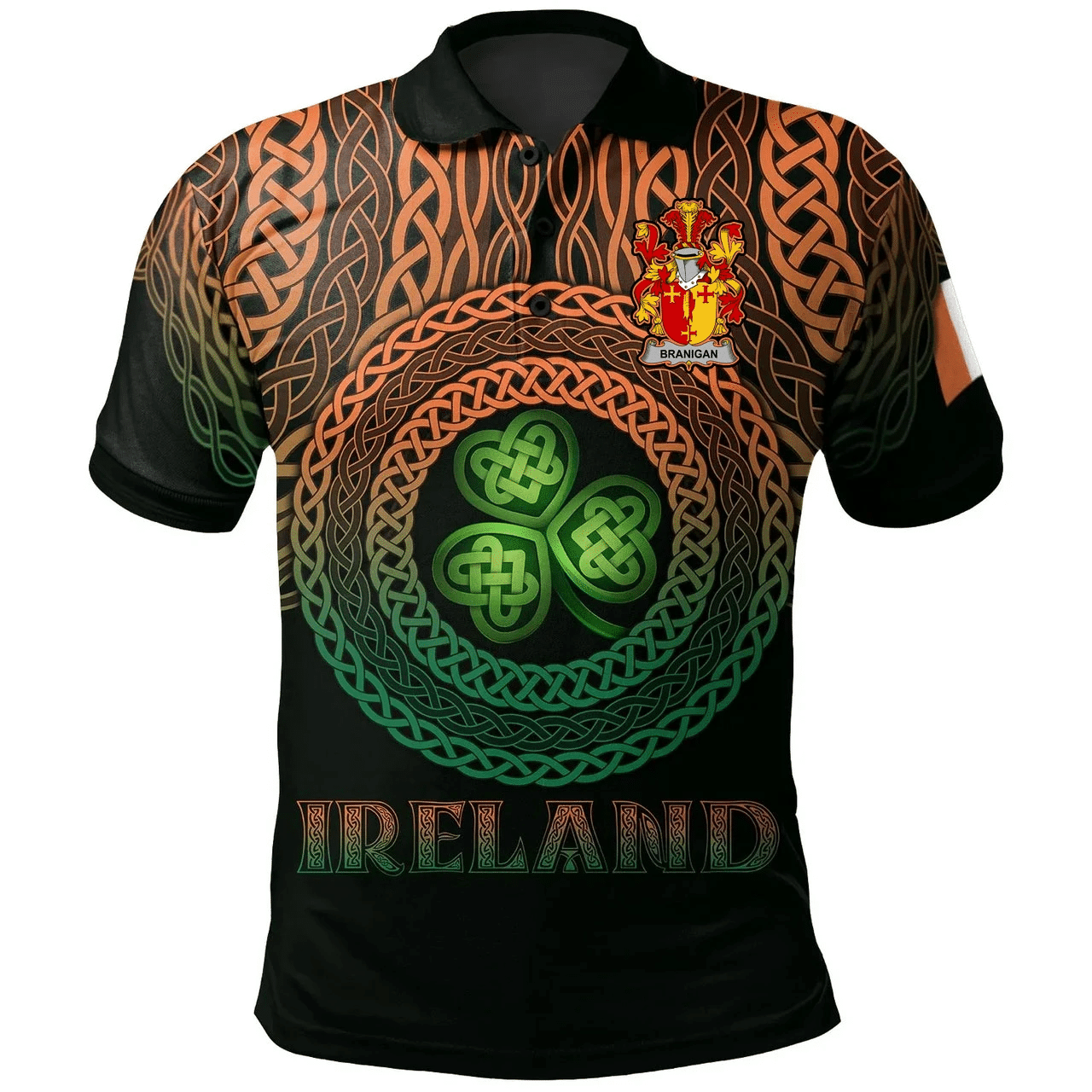 1stIreland Ireland Polo Shirt - Branigan or O'Branagan Irish Family Crest Polo Shirt -  Pride A7