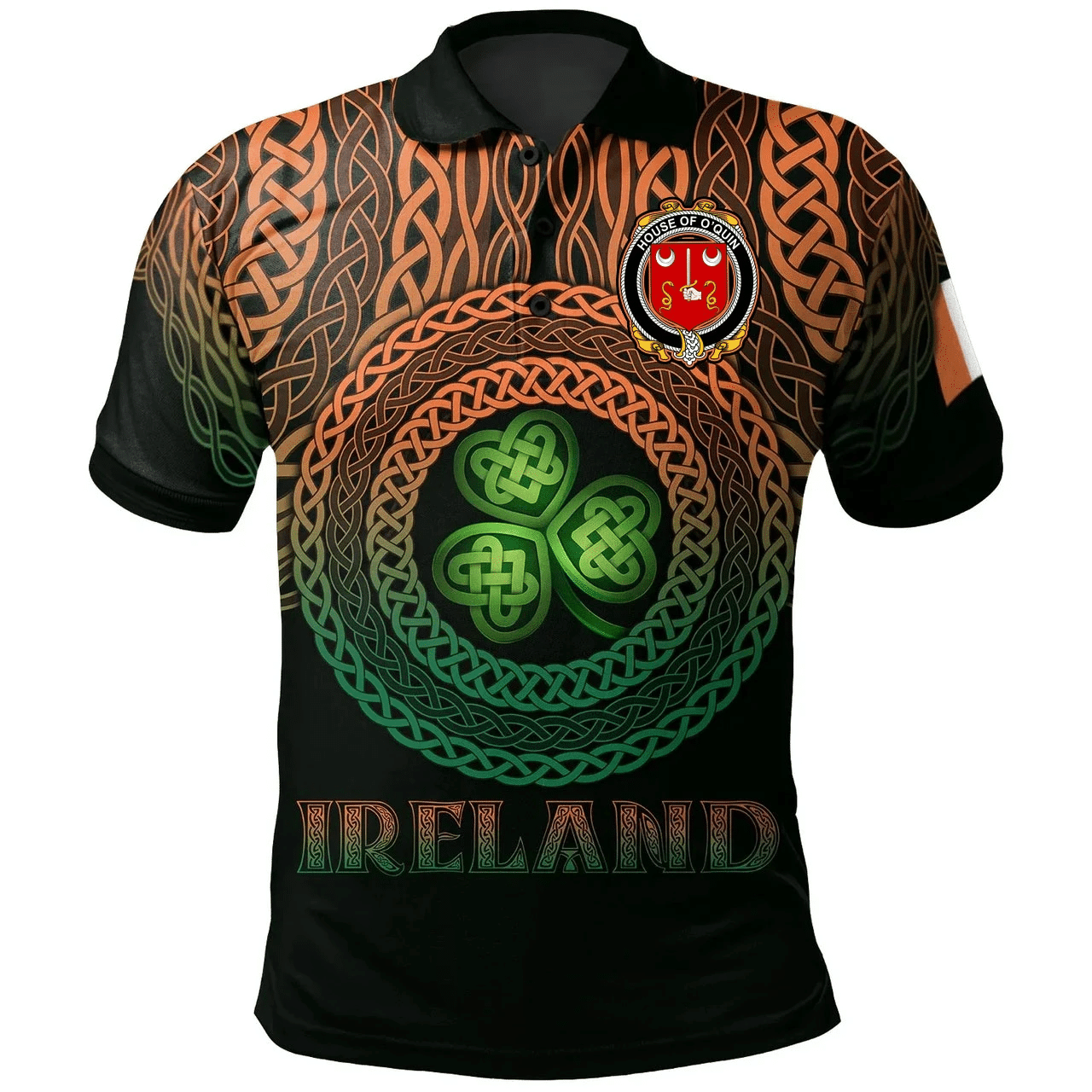 1stIreland Ireland Polo Shirt - House of O'QUIN (Thomond) Irish Family Crest Polo Shirt -  Pride A7