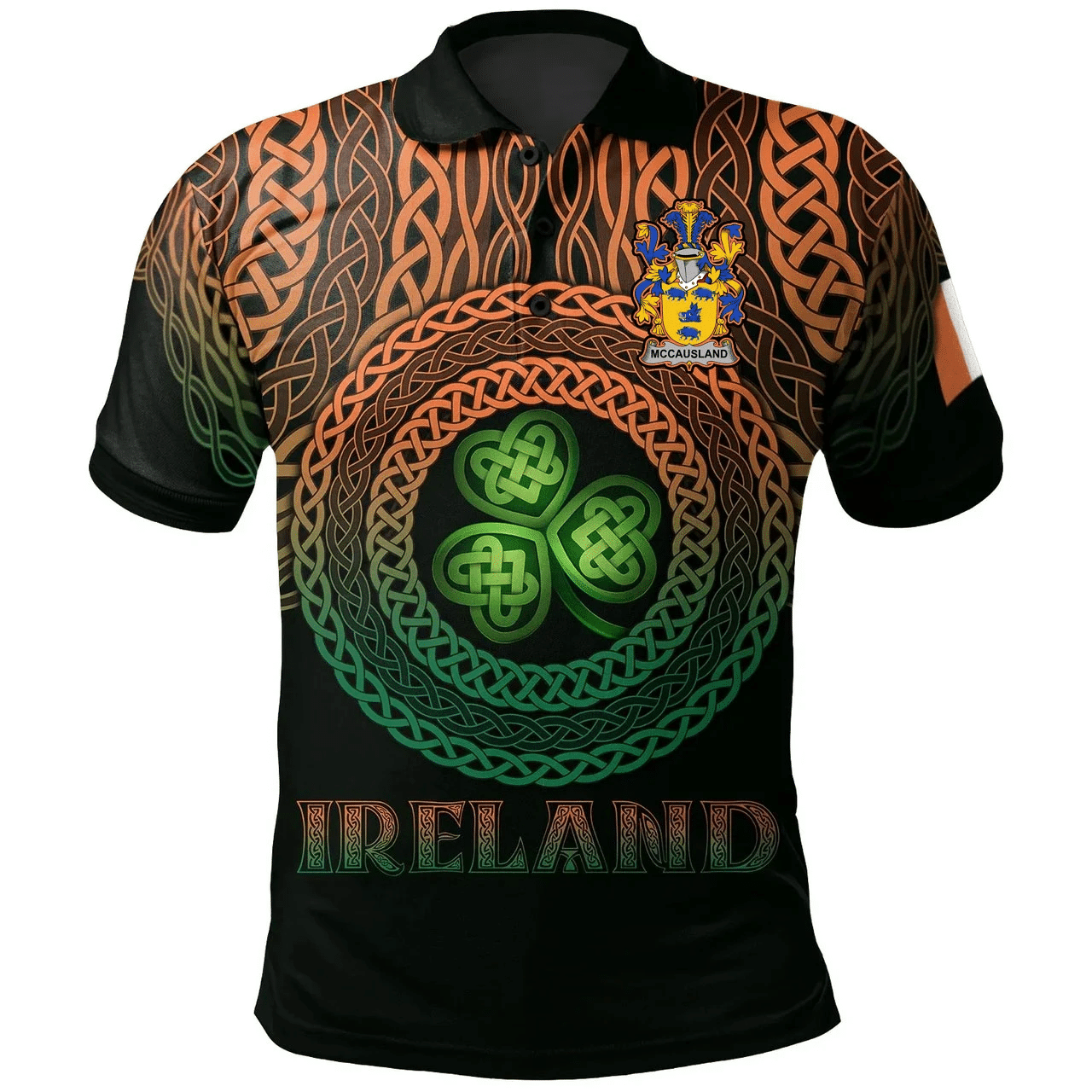 1stIreland Ireland Polo Shirt - McCausland Irish Family Crest Polo Shirt -  Pride A7