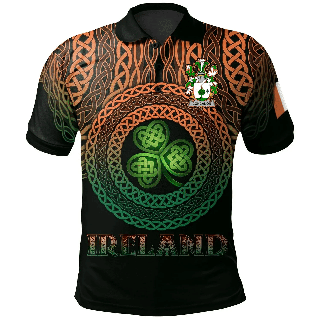 1stIreland Ireland Polo Shirt - Concanon or O'Concanon Irish Family Crest Polo Shirt -  Pride A7
