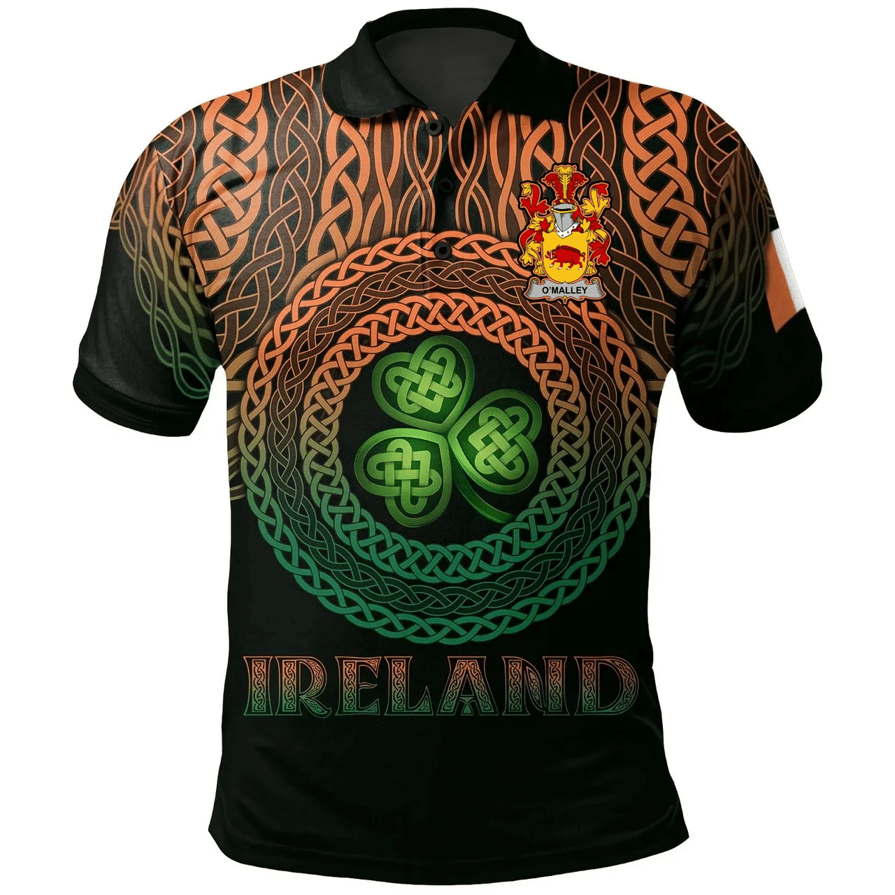 1stIreland Ireland Polo Shirt - Malley or O'Malley Irish Family Crest Polo Shirt -  Pride A7