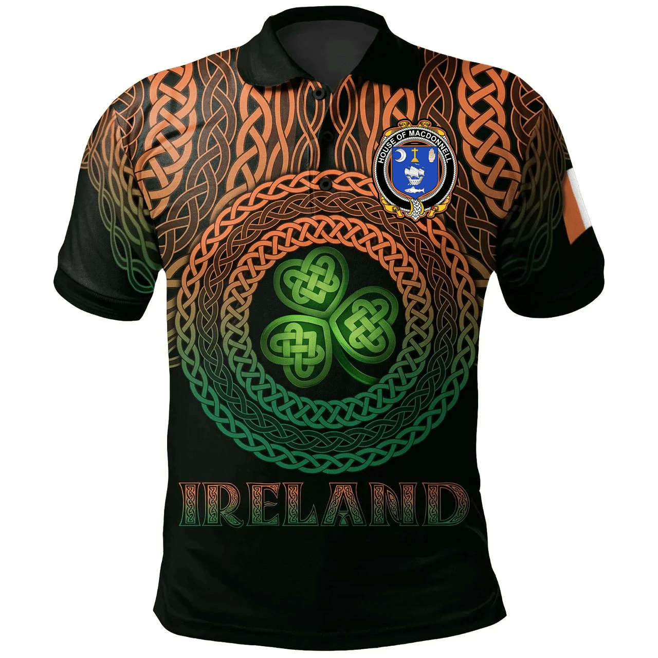 1stIreland Ireland Polo Shirt - House of MACDONNELL (Clare and Connacht) Irish Family Crest Polo Shirt -  Pride A7