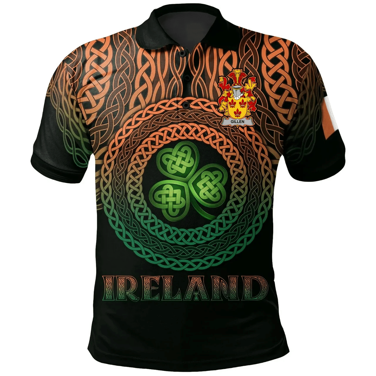 1stIreland Ireland Polo Shirt - Gillen or O'Gillen Irish Family Crest Polo Shirt -  Pride A7