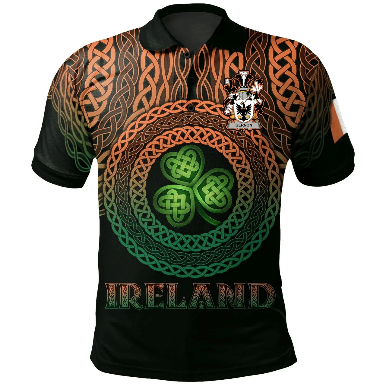 1stIreland Ireland Polo Shirt - Gernon or Garland Irish Family Crest Polo Shirt -  Pride A7
