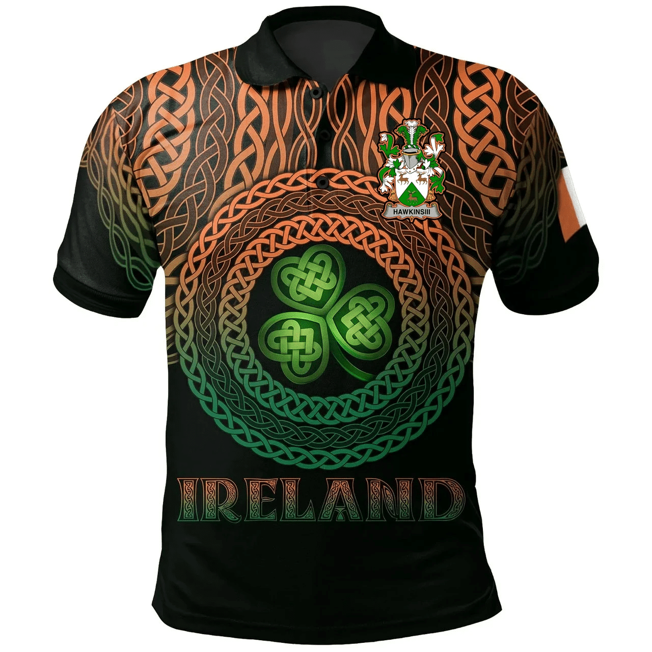 1stIreland Ireland Polo Shirt - HawkinsIII Irish Family Crest Polo Shirt -  Pride A7