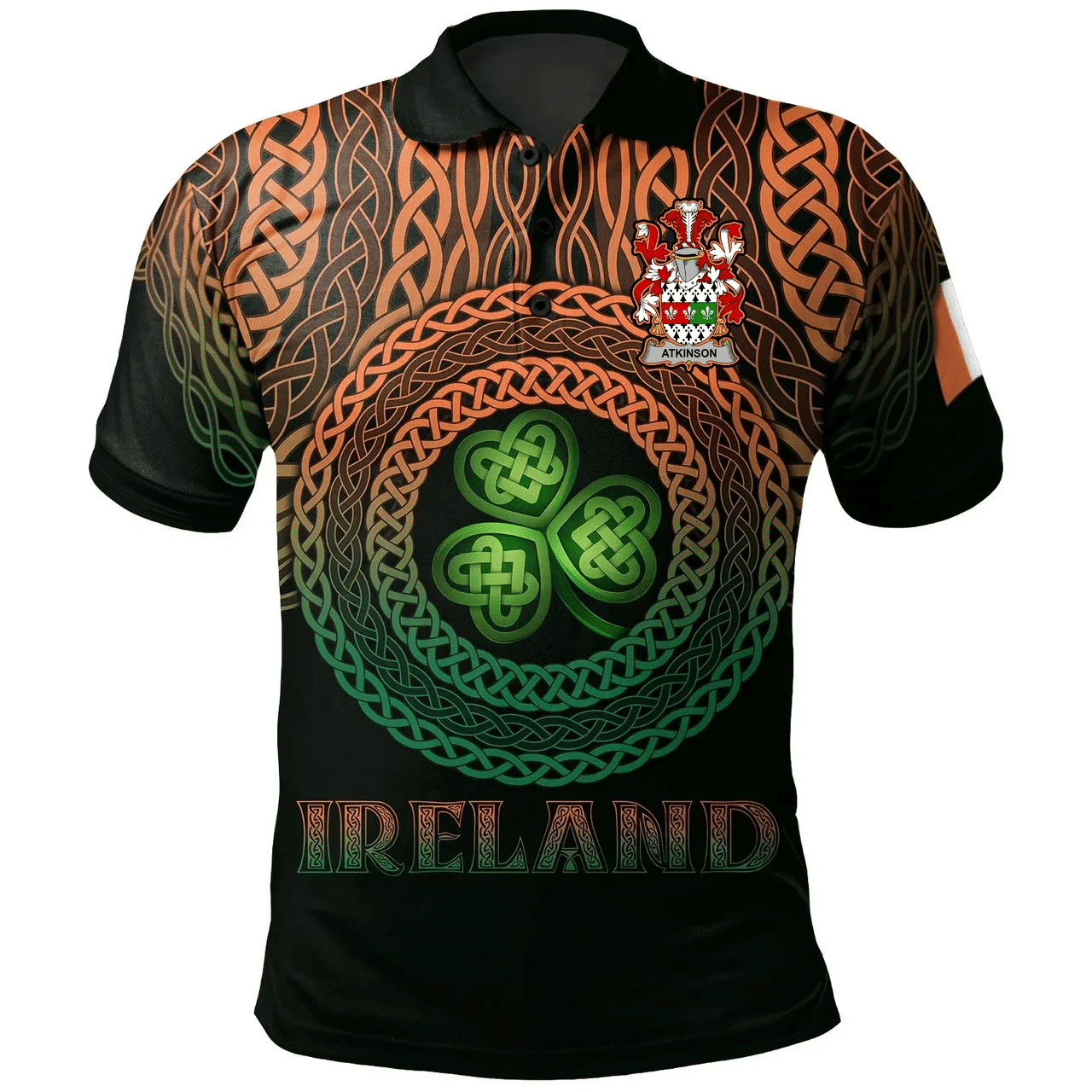 1stIreland Ireland Polo Shirt - Atkinson Irish Family Crest Polo Shirt -  Pride A7