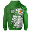 1stIreland Ireland Hoodie - Erskine Irish Family Crest Hoodie - Irish Shamrock Flag With Celtic Cross A7 | 1stIreland.com