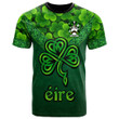 1stIreland Ireland T-Shirt - Eyre Irish Family Crest T-Shirt - Irish Shamrock Triangle Style A7 | 1stIreland