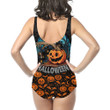 1stIreland Clothing - Halloween Pumpkin Giving Out Zombie Hands - Women Low Cut Swimsuit A7 | 1stIreland