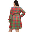 1stIreland Women's Clothing - Murray of Tulloch Modern Clan Tartan Crest Women's V-neck Dress With Waistband A7