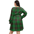 1stIreland Women's Clothing - Grant Modern Clan Tartan Crest Women's V-neck Dress With Waistband A7