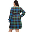 1stIreland Women's Clothing - Lennox Modern Clan Tartan Crest Women's V-neck Dress With Waistband A7