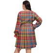 1stIreland Women's Clothing - Forsyth Ancient Clan Tartan Crest Women's V-neck Dress With Waistband A7