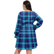 1stIreland Women's Clothing - Stewart Dress Modern Clan Tartan Crest Women's V-neck Dress With Waistband A7
