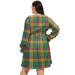 1stIreland Women's Clothing - Ogilvie Hunting Modern Clan Tartan Crest Women's V-neck Dress With Waistband A7