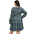 1stIreland Women's Clothing - Maxwell Hunting Clan Tartan Crest Women's V-neck Dress With Waistband A7