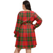 1stIreland Women's Clothing - Drummond of Perth Clan Tartan Crest Women's V-neck Dress With Waistband A7