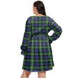 1stIreland Women's Clothing - Barclay Hunting Ancient Clan Tartan Crest Women's V-neck Dress With Waistband A7