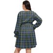 1stIreland Women's Clothing - Campbell of Cawdor Modern Clan Tartan Crest Women's V-neck Dress With Waistband A7
