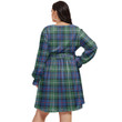 1stIreland Women's Clothing - Farquharson Modern Clan Tartan Crest Women's V-neck Dress With Waistband A7