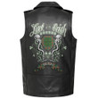 1stIreland Clothing - Menzies Green Ancient Tartan Luck of the Irish Sleeve Leather Sleeveless Biker Jacket A35