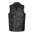 1stIreland Clothing - Menzies Black & White Modern Tartan Luck of the Irish Sleeve Leather Sleeveless Biker Jacket A35
