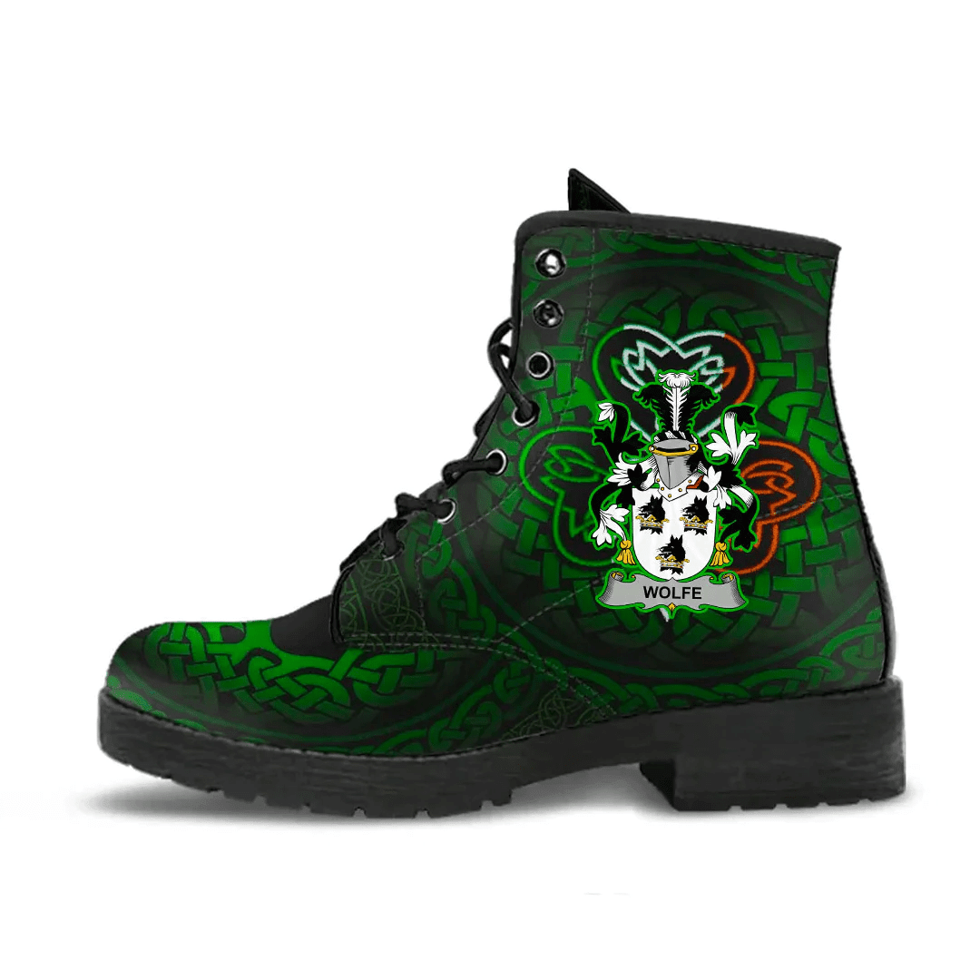 1stIreland Ireland Leather Boots - Wolfe Irish Family Crest Leather Boots - Irish Celtic Shamrock A7 | 1stIreland