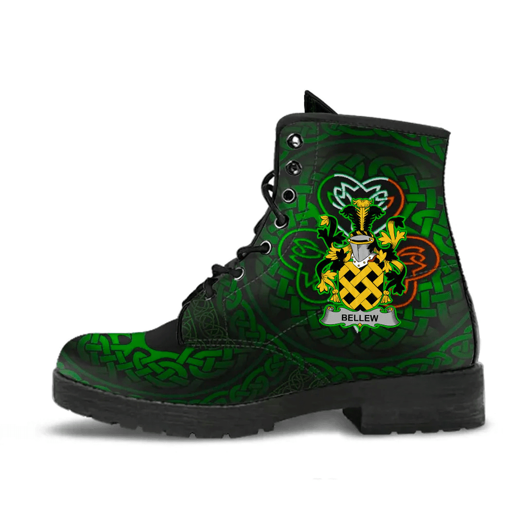 1stIreland Ireland Leather Boots - Bellew Irish Family Crest Leather Boots - Irish Celtic Shamrock A7 | 1stIreland