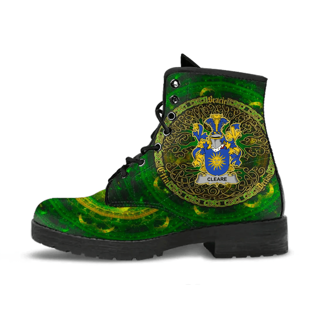 1stIreland Ireland Leather Boots - Cleare Irish Family Crest Leather Boots - Celtic Tree (Green) A7 | 1stIreland