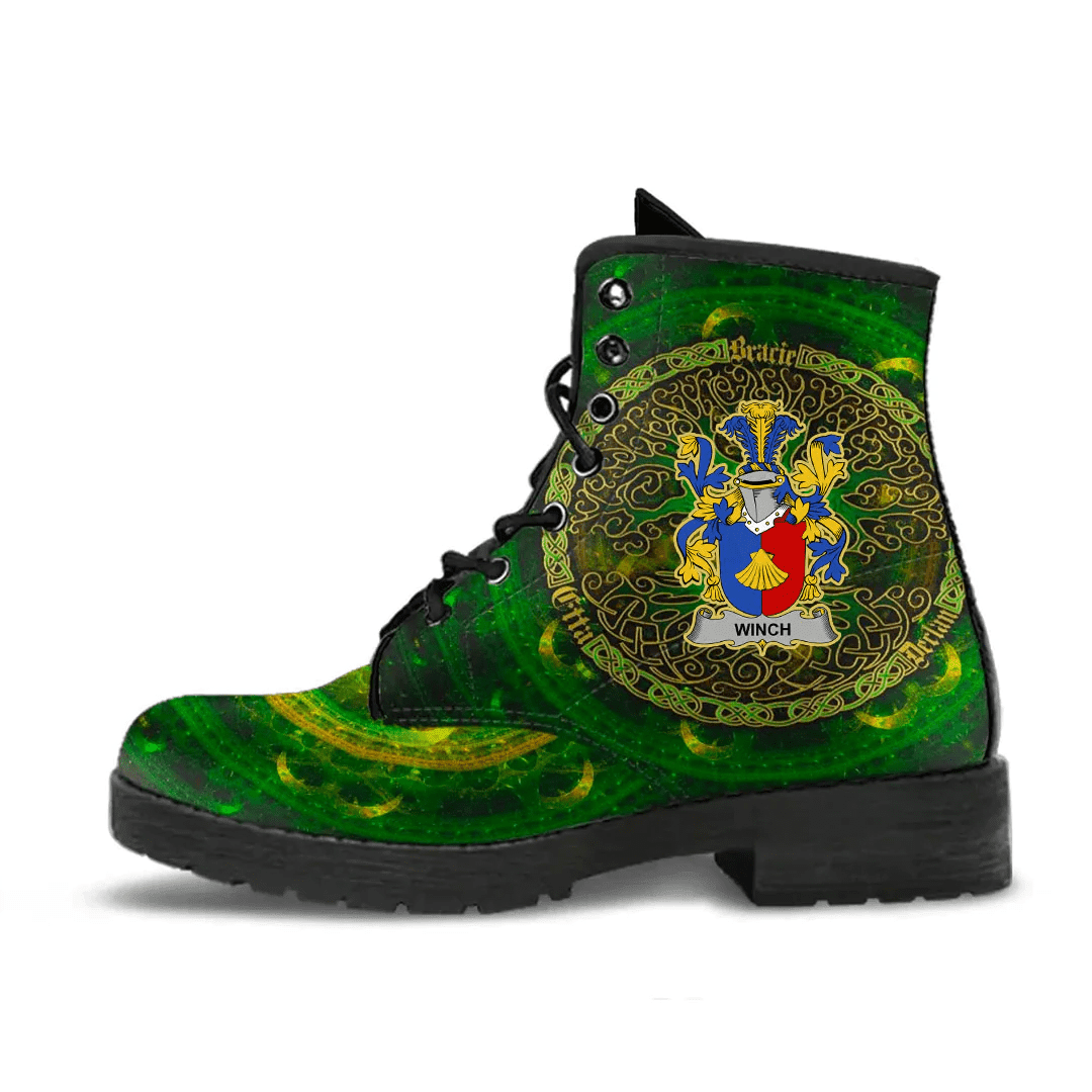1stIreland Ireland Leather Boots - Winch Irish Family Crest Leather Boots - Celtic Tree (Green) A7 | 1stIreland