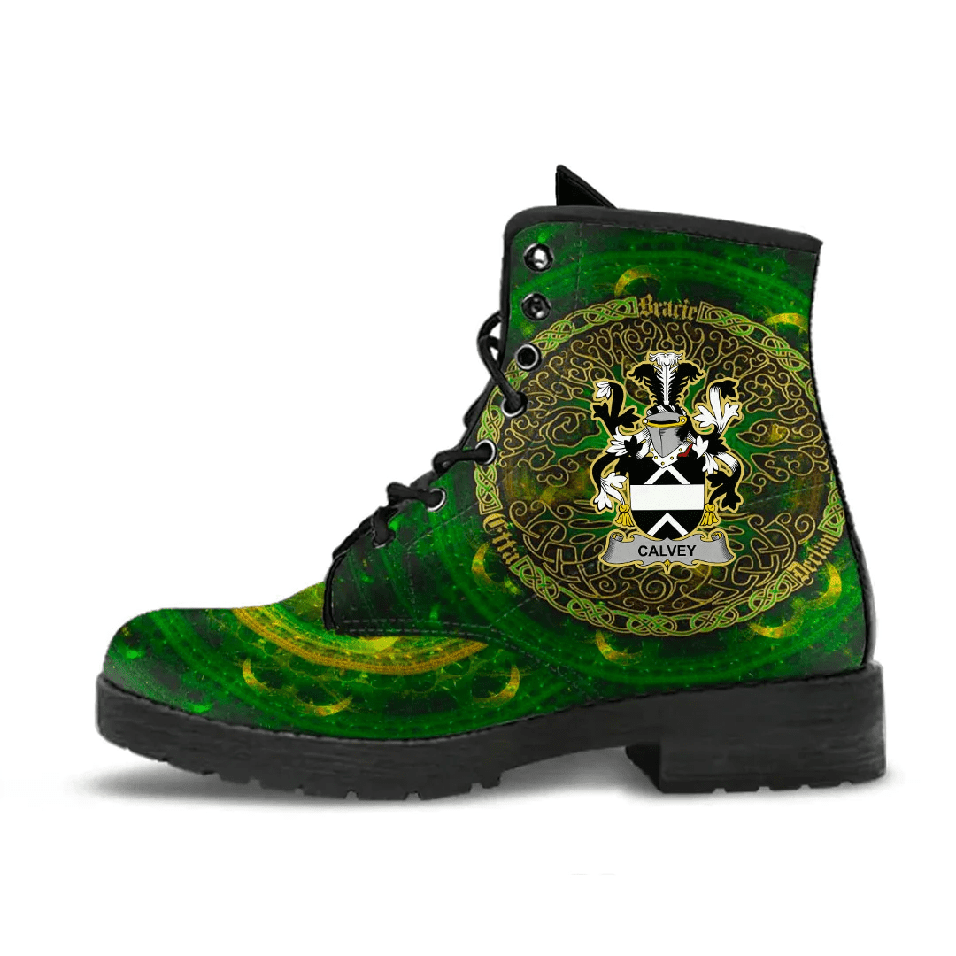 1stIreland Ireland Leather Boots - Calvey or McElwee Irish Family Crest Leather Boots - Celtic Tree (Green) A7 | 1stIreland