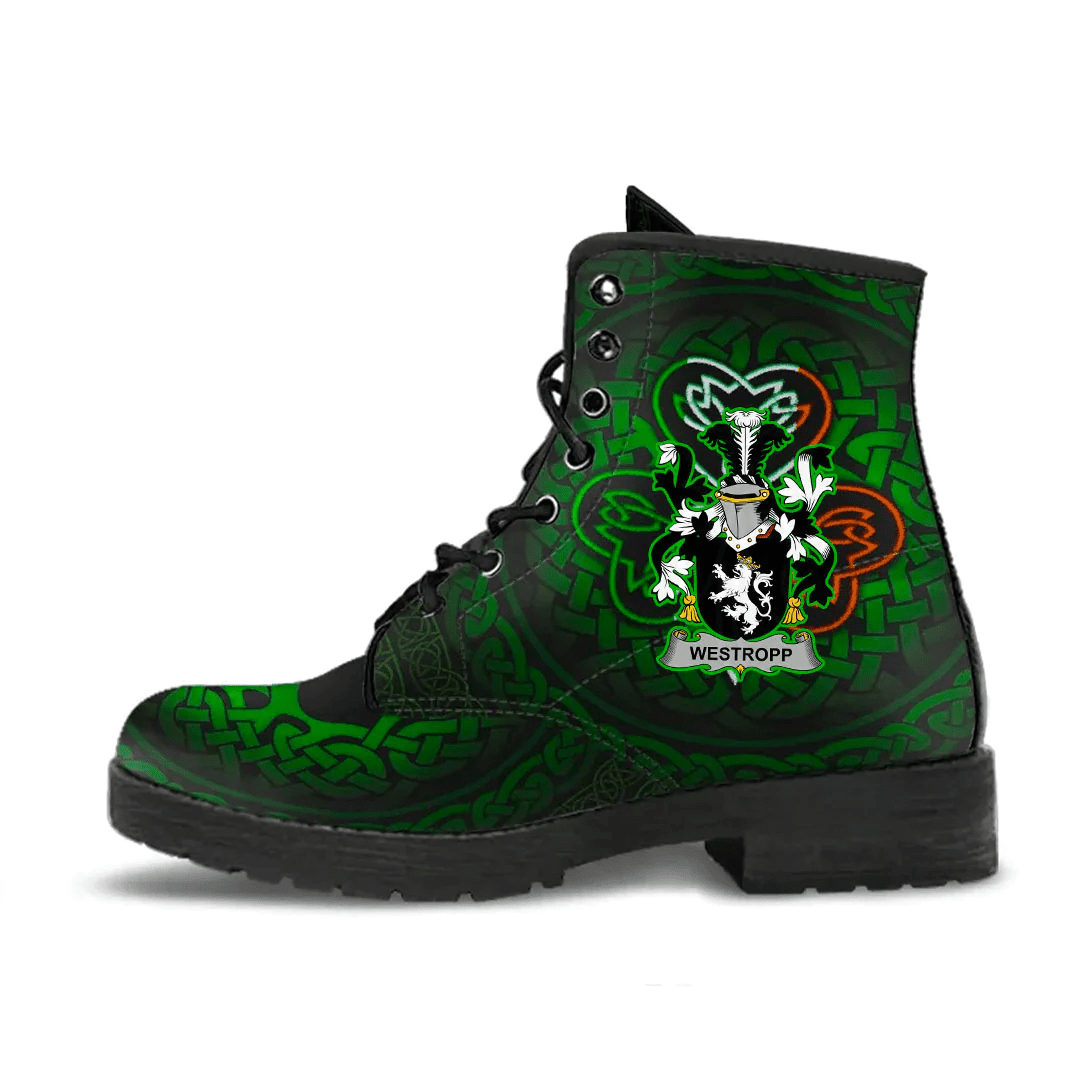 1stIreland Ireland Leather Boots - Westropp Irish Family Crest Leather Boots - Irish Celtic Shamrock A7 | 1stIreland