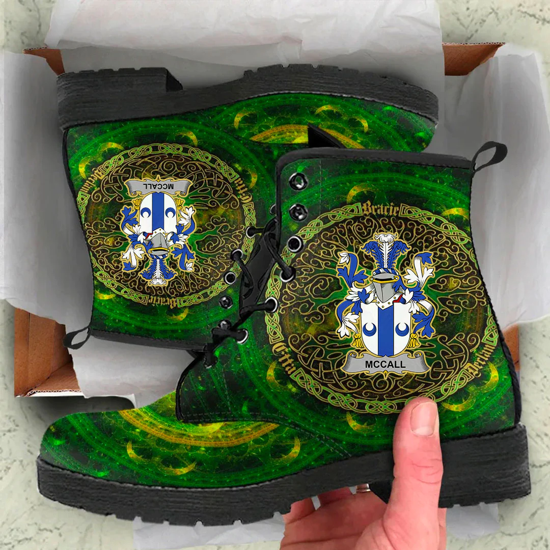 1stIreland Ireland Leather Boots - McCall Irish Family Crest Leather Boots - Celtic Tree (Green) A7