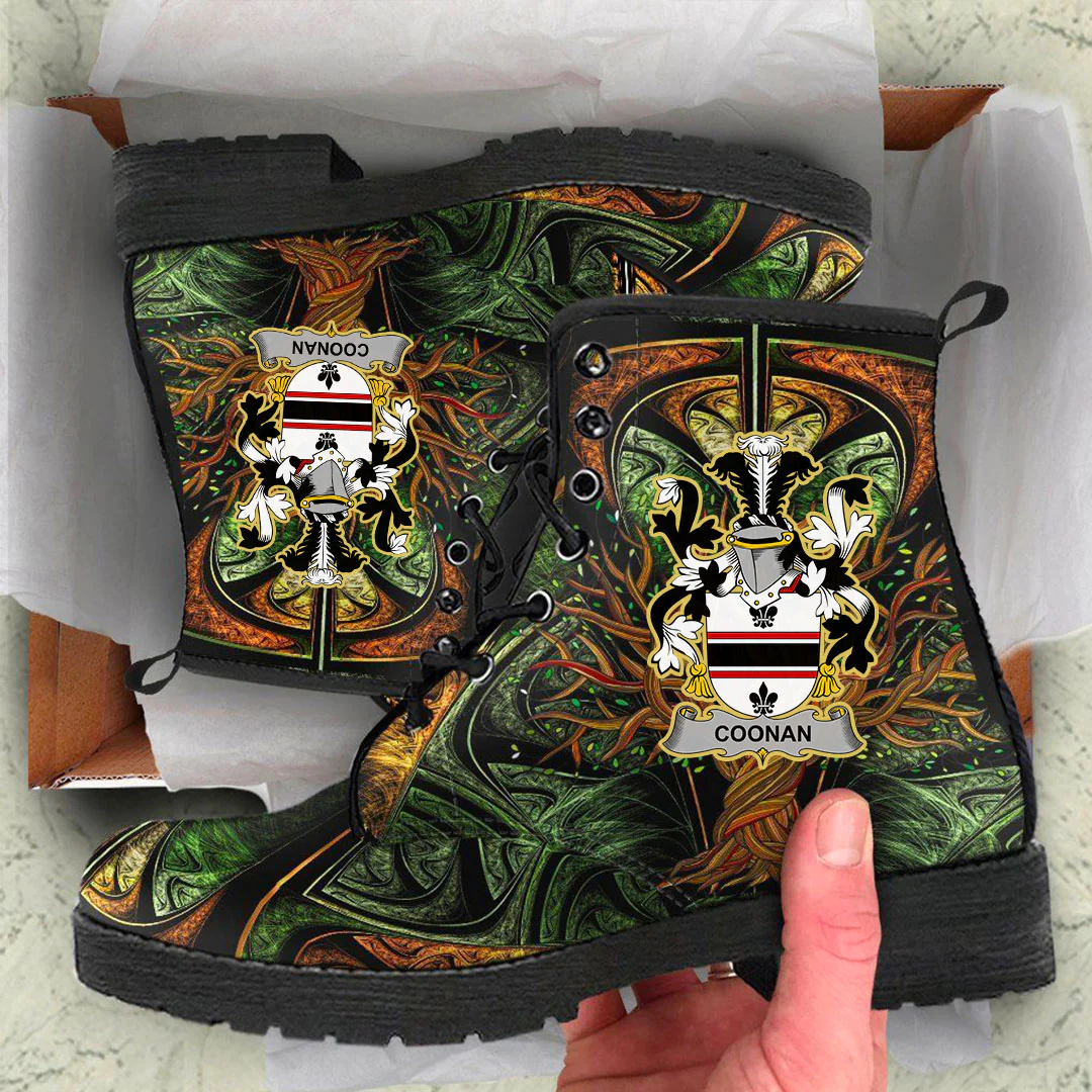 1stIreland Ireland Leather Boots - Coonan or O Conan Irish Family Crest Leather Boots - Tree Of Life A7