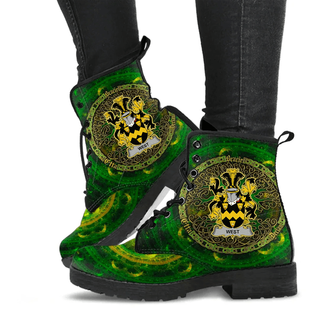 1stIreland Ireland Leather Boots - West Irish Family Crest Leather Boots - Celtic Tree (Green) A7